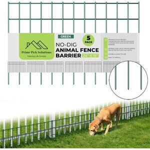 Dog Digging Fence Barrier, Animal Barrier Fence, 5 Fence Panels - Green 24in